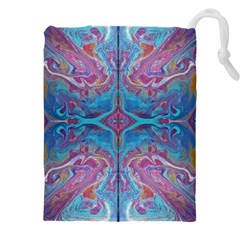 Blue Marbling Patterns Drawstring Pouch (5xl)