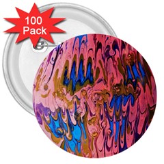 Painted Ornate, Marbling Art 3  Buttons (100 Pack)  by kaleidomarblingart