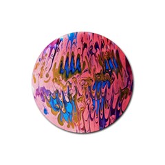 Painted Ornate, Marbling Art Rubber Coaster (round)  by kaleidomarblingart