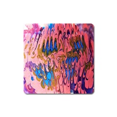 Painted Ornate, Marbling Art Square Magnet by kaleidomarblingart