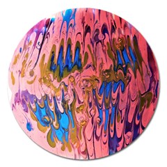 Painted Ornate, Marbling Art Magnet 5  (round) by kaleidomarblingart