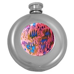 Painted Ornate, Marbling Art Round Hip Flask (5 Oz) by kaleidomarblingart