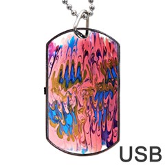 Painted Ornate, Marbling Art Dog Tag Usb Flash (one Side) by kaleidomarblingart