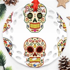 Day Of The Dead Day Of The Dead Round Filigree Ornament (two Sides)