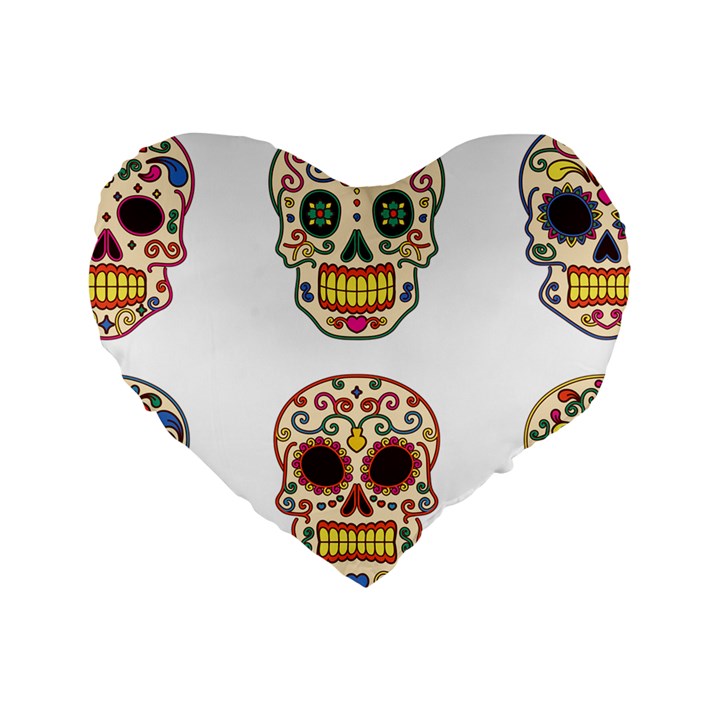 Day Of The Dead Day Of The Dead Standard 16  Premium Heart Shape Cushions