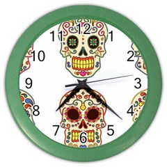 Day Of The Dead Day Of The Dead Color Wall Clock by GrowBasket