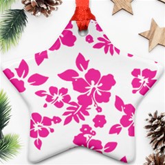 Hibiscus Pattern Pink Ornament (star) by GrowBasket