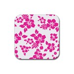 Hibiscus pattern pink Rubber Coaster (Square)  Front