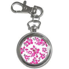 Hibiscus Pattern Pink Key Chain Watches by GrowBasket