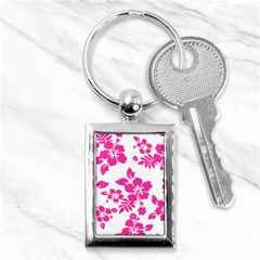 Hibiscus Pattern Pink Key Chain (rectangle) by GrowBasket