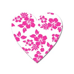 Hibiscus Pattern Pink Heart Magnet