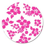 Hibiscus pattern pink Magnet 5  (Round) Front