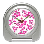 Hibiscus pattern pink Travel Alarm Clock Front