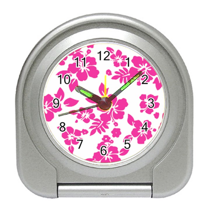 Hibiscus pattern pink Travel Alarm Clock