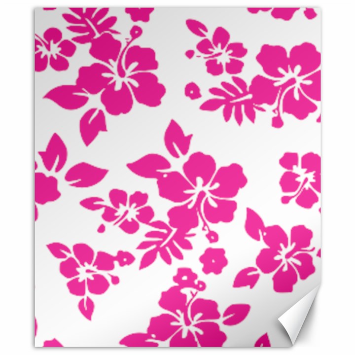 Hibiscus pattern pink Canvas 8  x 10 