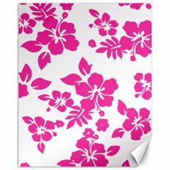 Hibiscus Pattern Pink Canvas 11  X 14 