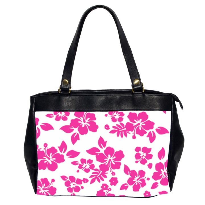 Hibiscus pattern pink Oversize Office Handbag (2 Sides)