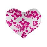 Hibiscus pattern pink Standard 16  Premium Heart Shape Cushions Front