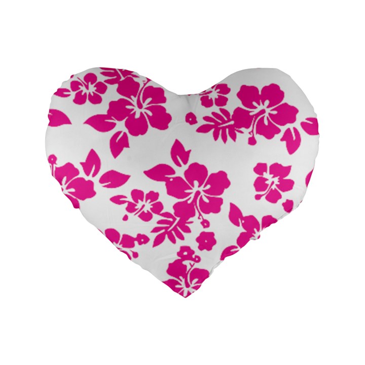 Hibiscus pattern pink Standard 16  Premium Heart Shape Cushions