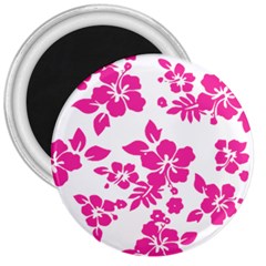 Hibiscus Pattern Pink 3  Magnets by GrowBasket