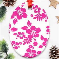 Hibiscus Pattern Pink Ornament (oval) by GrowBasket