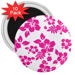 Hibiscus Pattern Pink 3  Magnets (10 Pack)  by GrowBasket