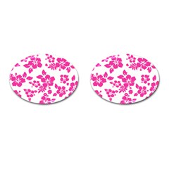 Hibiscus Pattern Pink Cufflinks (oval) by GrowBasket