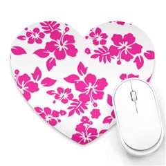 Hibiscus Pattern Pink Heart Mousepads by GrowBasket