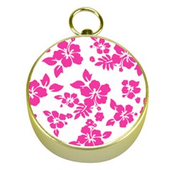 Hibiscus Pattern Pink Gold Compasses