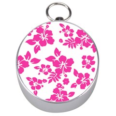 Hibiscus Pattern Pink Silver Compasses by GrowBasket