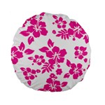 Hibiscus pattern pink Standard 15  Premium Flano Round Cushions Front