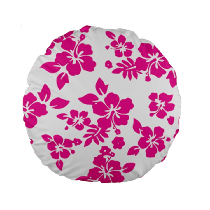 Hibiscus pattern pink Standard 15  Premium Flano Round Cushions