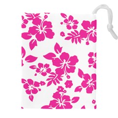 Hibiscus Pattern Pink Drawstring Pouch (4xl) by GrowBasket