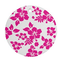 Hibiscus Pattern Pink Round Ornament (two Sides) by GrowBasket