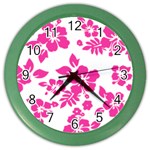 Hibiscus pattern pink Color Wall Clock Front