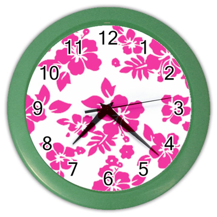 Hibiscus pattern pink Color Wall Clock