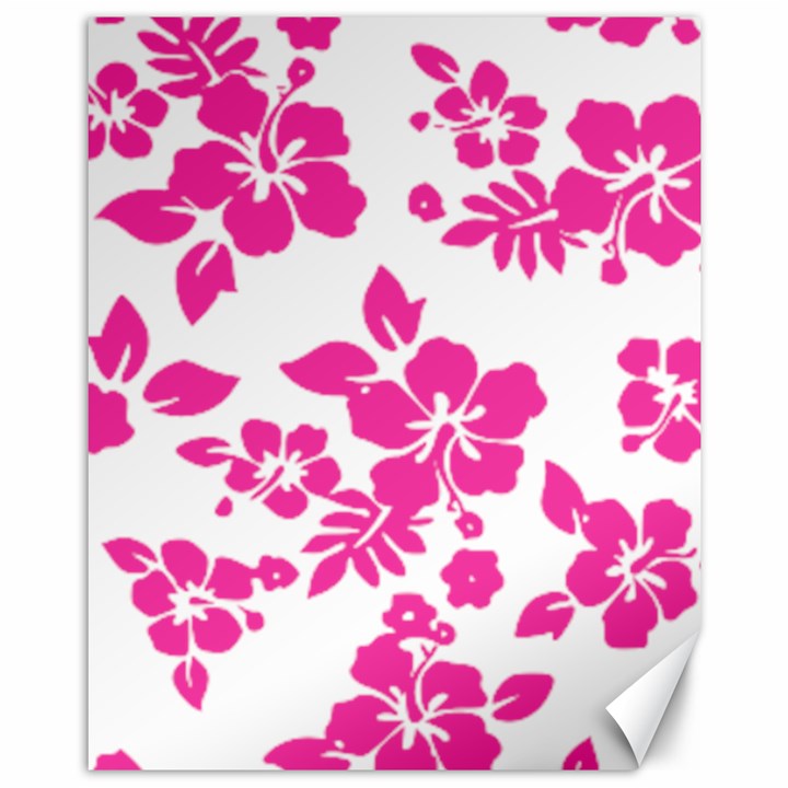 Hibiscus pattern pink Canvas 11  x 14 