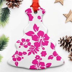 Hibiscus Pattern Pink Christmas Tree Ornament (two Sides)