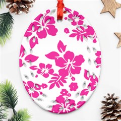 Hibiscus Pattern Pink Ornament (oval Filigree) by GrowBasket