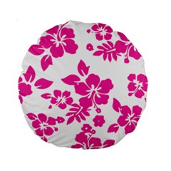 Hibiscus Pattern Pink Standard 15  Premium Round Cushions by GrowBasket