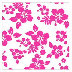 Hibiscus Pattern Pink Large Satin Scarf (square) by GrowBasket