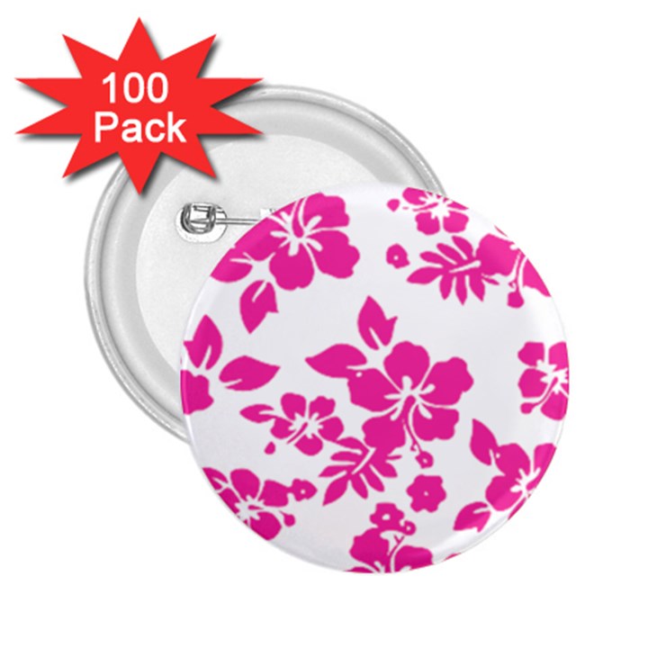 Hibiscus pattern pink 2.25  Buttons (100 pack) 