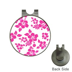 Hibiscus Pattern Pink Hat Clips With Golf Markers by GrowBasket