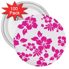 Hibiscus Pattern Pink 3  Buttons (100 Pack)  by GrowBasket