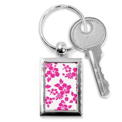 Hibiscus Pattern Pink Key Chain (rectangle) by GrowBasket