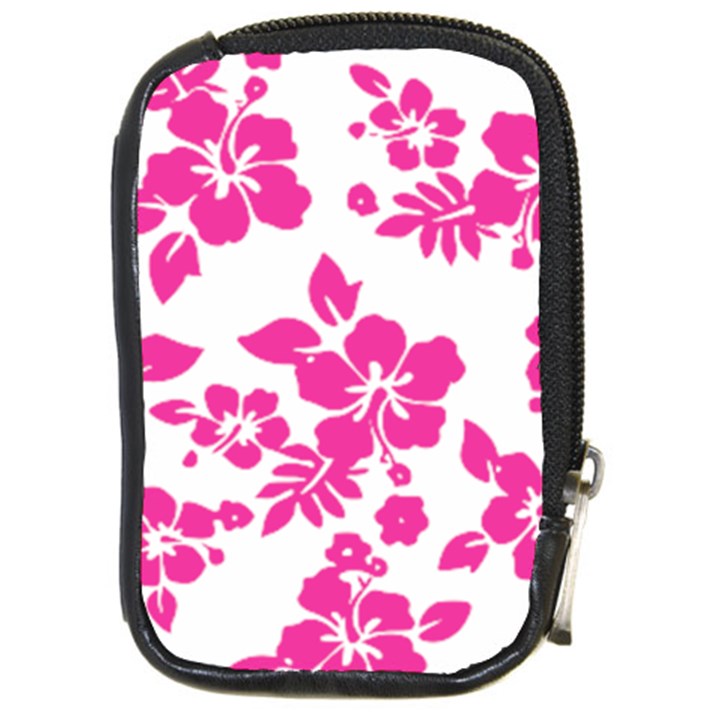 Hibiscus pattern pink Compact Camera Leather Case