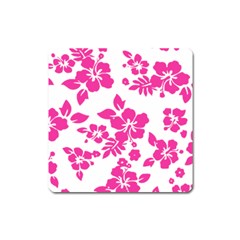 Hibiscus Pattern Pink Square Magnet