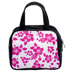 Hibiscus Pattern Pink Classic Handbag (two Sides) by GrowBasket