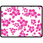 Hibiscus pattern pink Double Sided Fleece Blanket (Large)  80 x60  Blanket Front