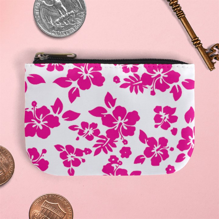 Hibiscus pattern pink Mini Coin Purse